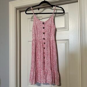 Pink Floral Button-Down Dress